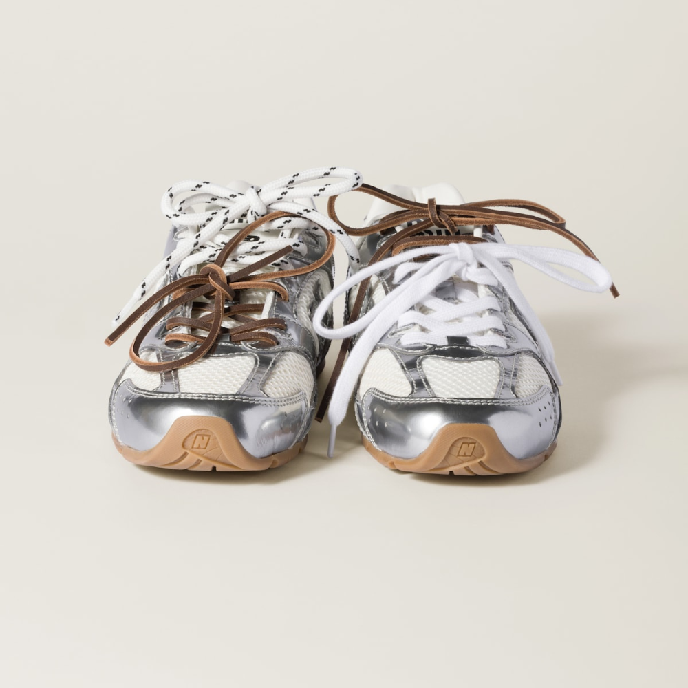 NB (WMNS) x Miu Miu 530 SL metallic leather and mesh sneakers