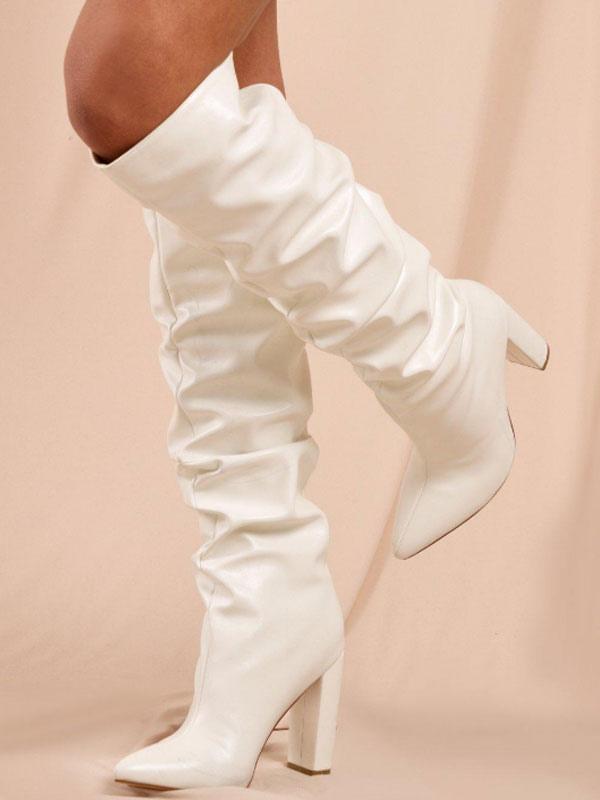 Damenstiefel mit Blockabsatz – Slouch-Design, kniehoch