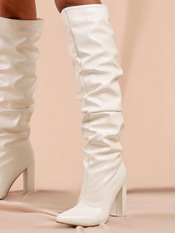 Damenstiefel mit Blockabsatz – Slouch-Design, kniehoch