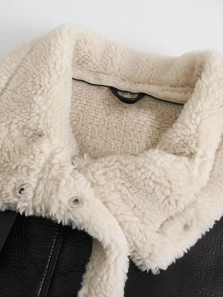 PU-Leder-Motorradjacke für Damen, Oversized, Winter-Oberbekleidung 2025