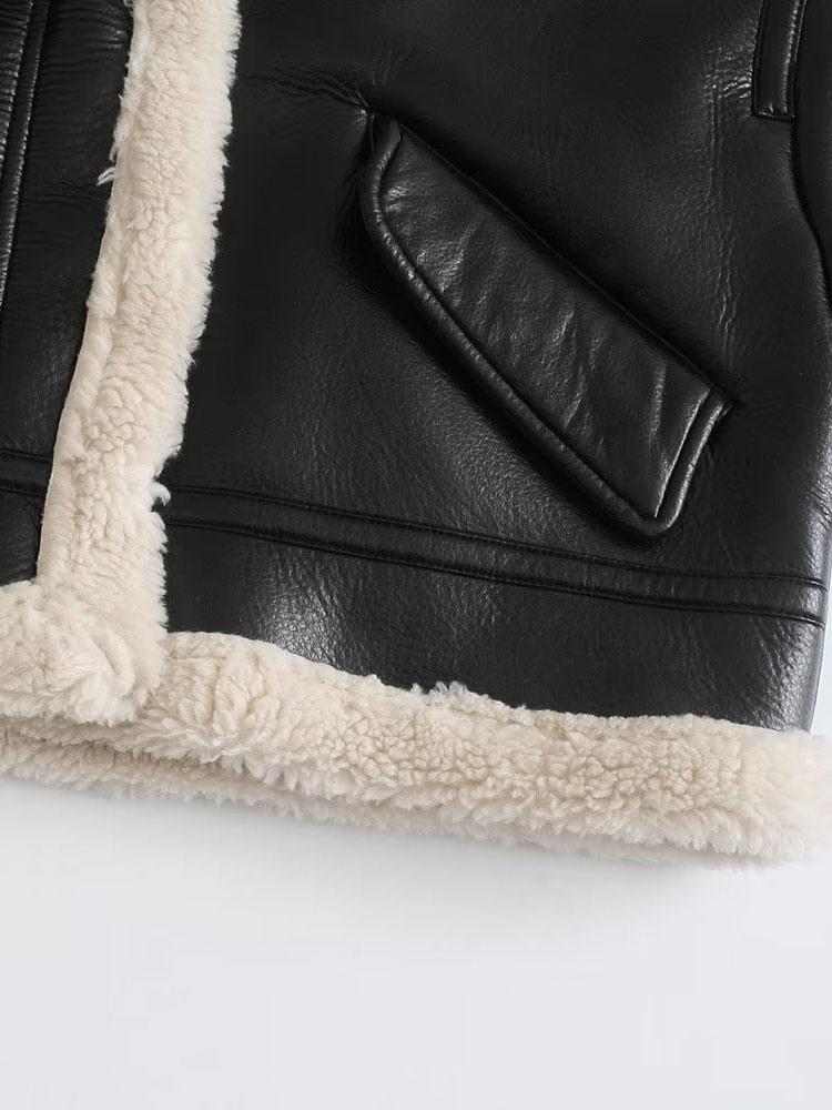PU-Leder-Motorradjacke für Damen, Oversized, Winter-Oberbekleidung 2025