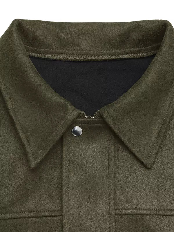 Übergroße Jacke mit überschnittenen Schultern und Reißverschluss in Jägergrün für Damen 2025